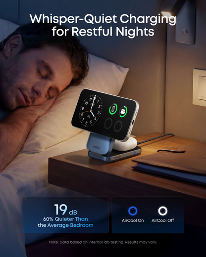Ασύρματος Φορτιστής Δικτύου Anker Prime MagGo 3in1, 25W, Μαύρο A25N1