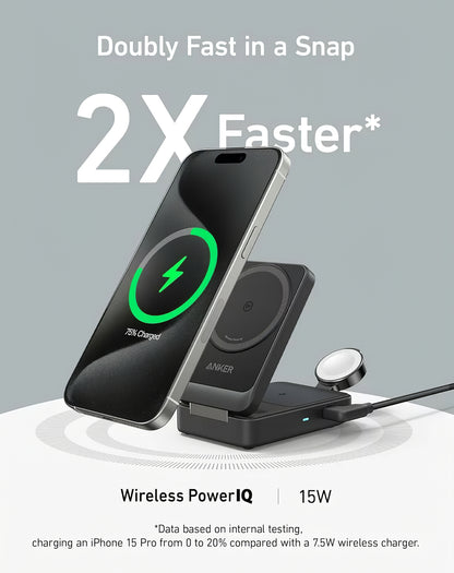 Φορτιστής Δικτύου Ασύρματος Anker MagGo 3in1, 15W, 1.67A, Μαύρος B2557311
