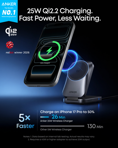 Ασύρματος Φορτιστής Δικτύου Anker Prime MagGo 3in1, 25W, Μαύρο A25N1