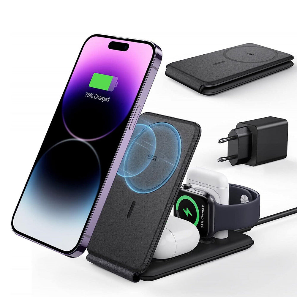 ESR Travel 3in1 Wireless Network Charger, 15W, 1.67A, Black