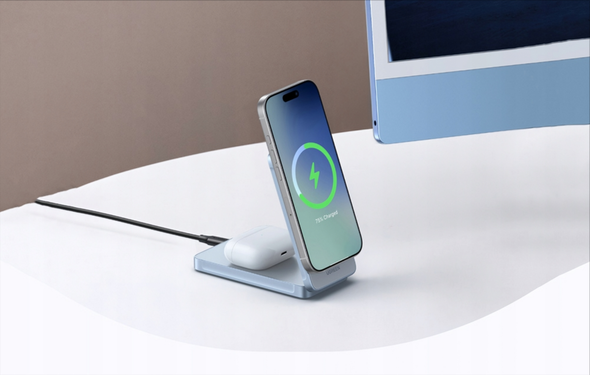 UGREEN MagFlow 2in1 Wireless Network Charger, 25W, Blue, Resealed