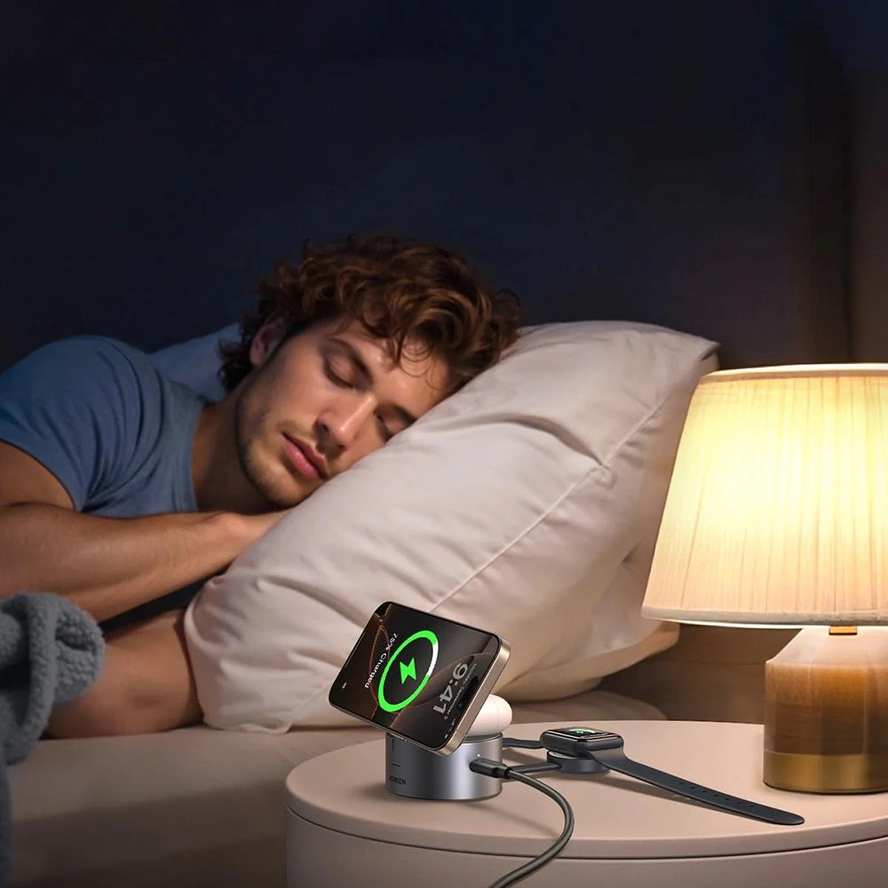 Φορτιστής Δικτύου Ασύρματος UGREEN W712 (65148) 3σε1, 25W, 1.67A, Γκρι
