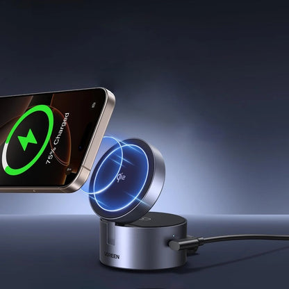 Φορτιστής Δικτύου Ασύρματος UGREEN W712 (65148) 3σε1, 25W, 1.67A, Γκρι