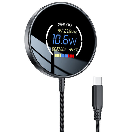 Φορτιστής Δικτύου Ασύρματος Yesido DS28 Display, 15W, 1.67A, Μαύρο