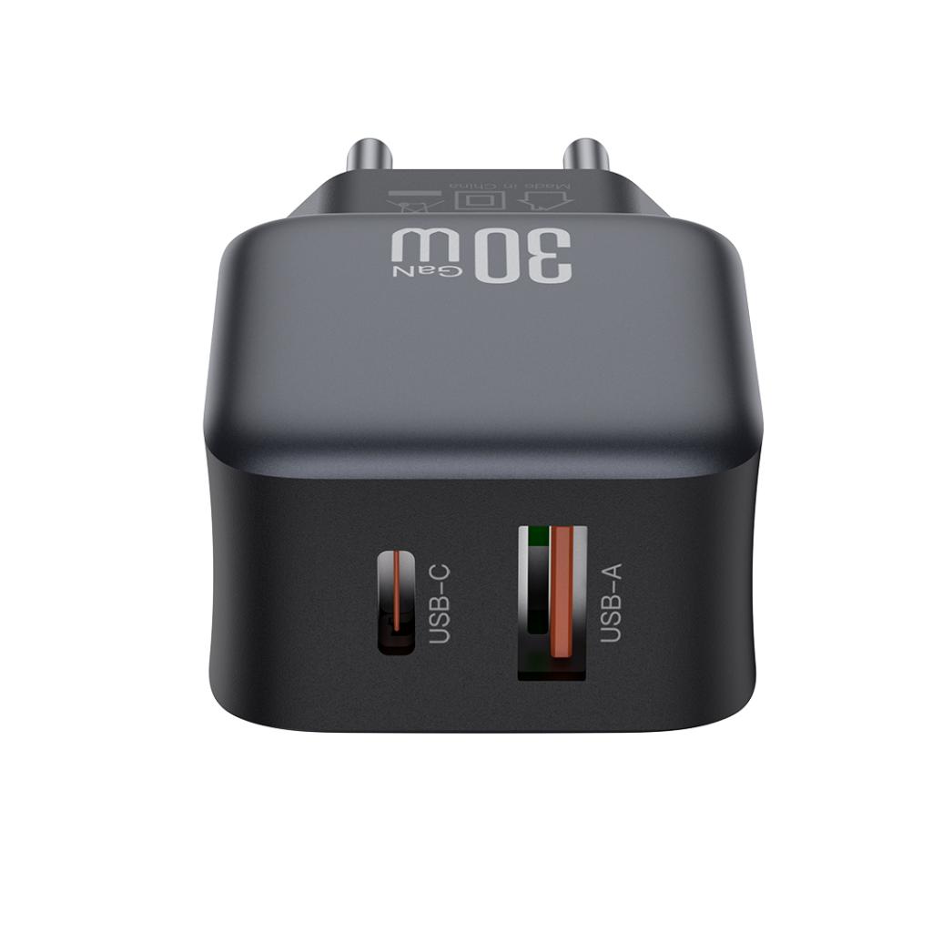 Φορτιστής Δικτύου XO Design L156, 30W, 3A, 1 x USB-A - 1 x USB-C, Μαύρο