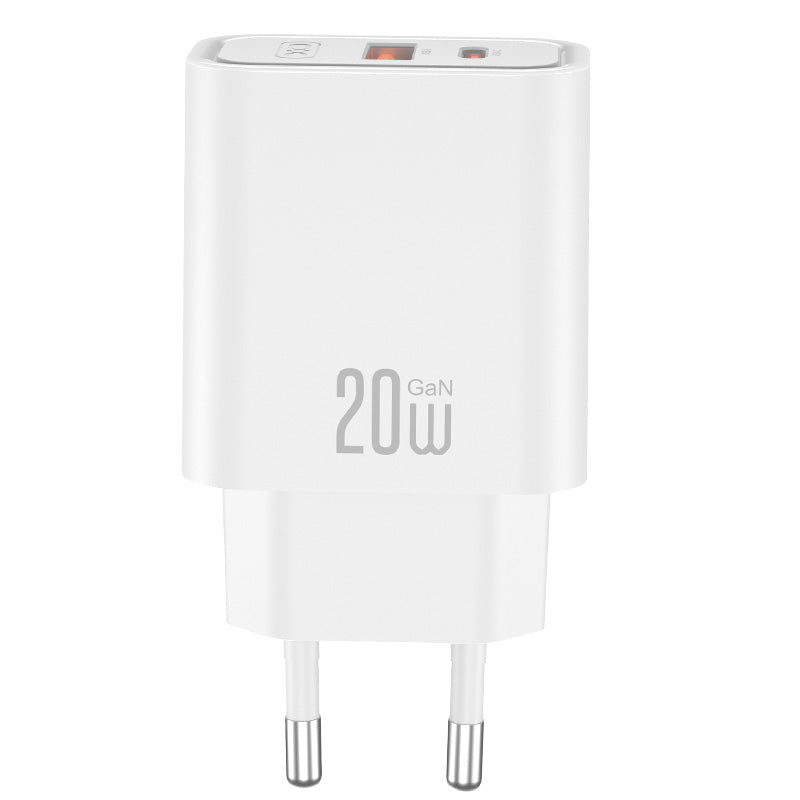 XO Design CE40 Network Charger, 20W, 3A, 1 x USB-A - 1 x USB-C, White