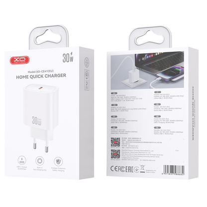 XO Design CE41 Network Charger, 30W, 3A, 1 x USB-C, White