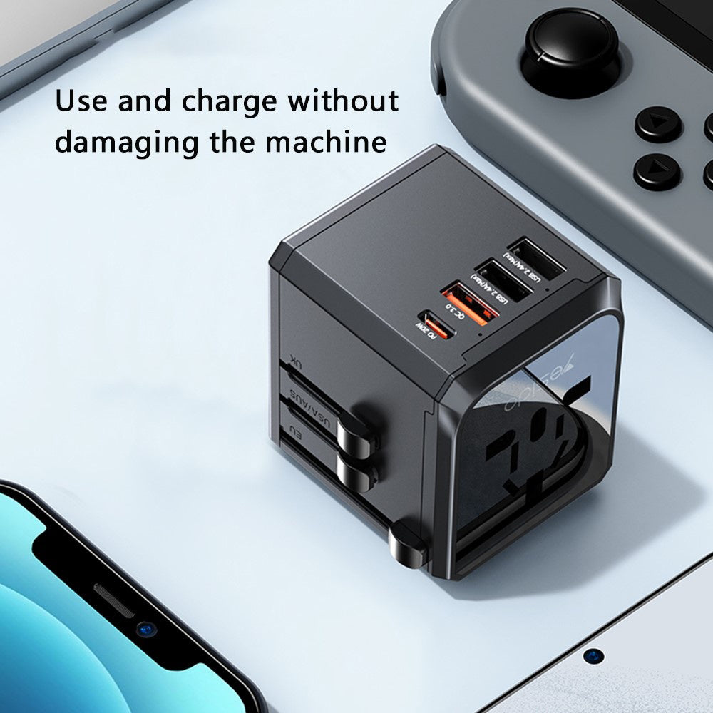 Φορτιστής Δικτύου Yesido MC24 Travel, 20W, 3A, 3 x USB-A - 1 x USB-C, Μαύρο