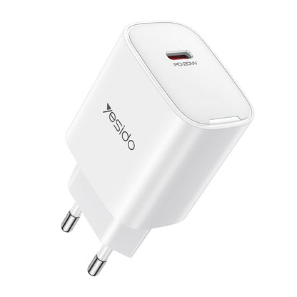 Φορτιστής Δικτύου Yesido YC01E, 20W, 3A, 1 x USB-C, Λευκό