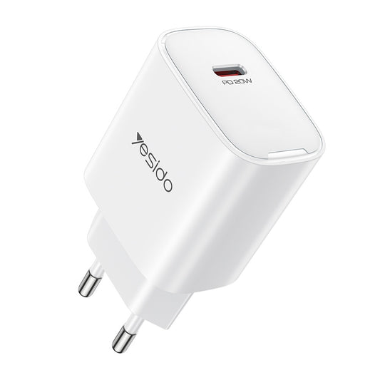 Φορτιστής Δικτύου Yesido YC01E, 20W, 3A, 1 x USB-C, Λευκό