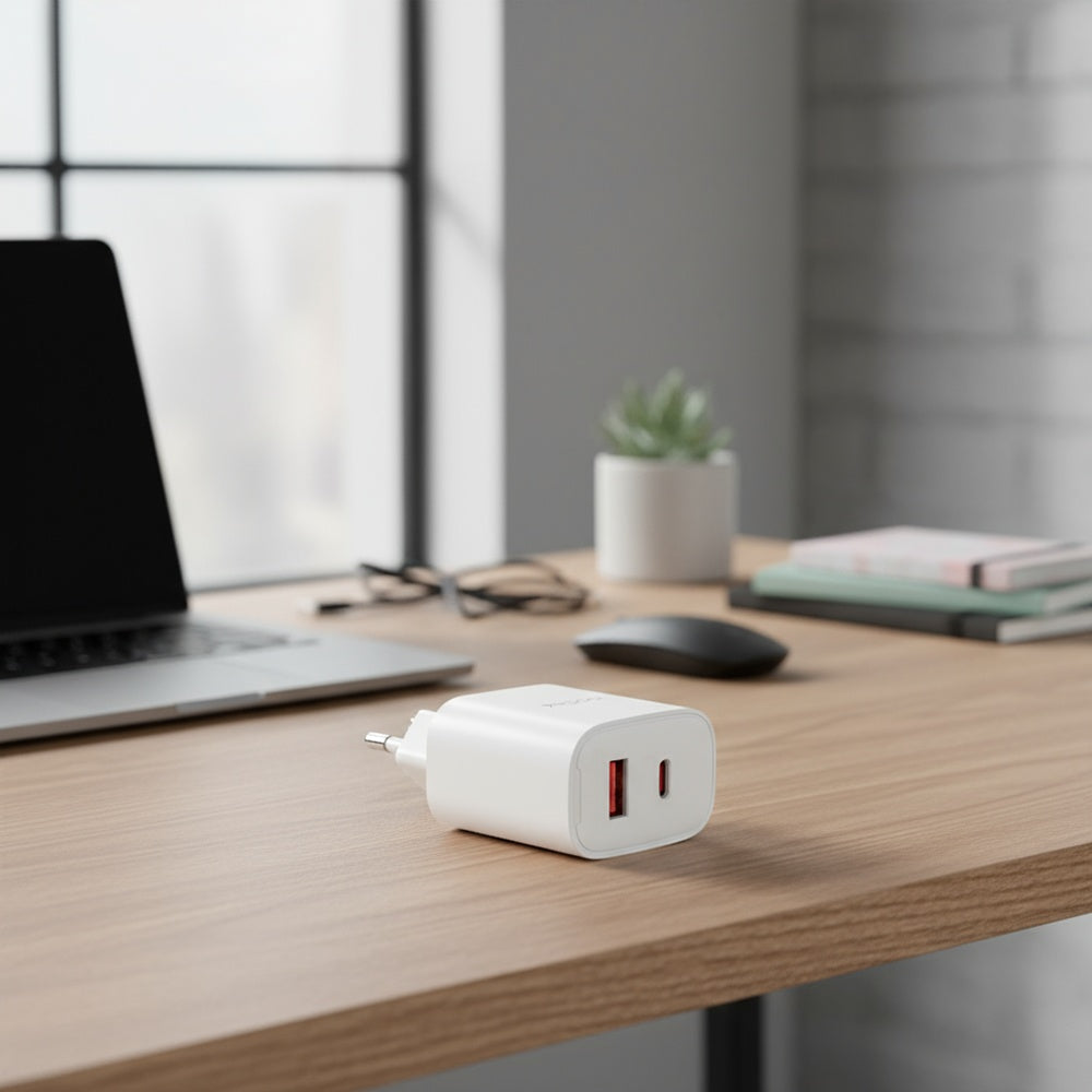 Φορτιστής Δικτύου Yesido YC02E, 20W, 3A, 1 x USB-A - 1 x USB-C, Λευκό