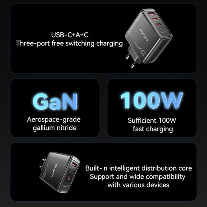 Φορτιστής Δικτύου Yesido YC142, 100W, 5A, 1 x USB-A - 2 x USB-C, Μαύρο