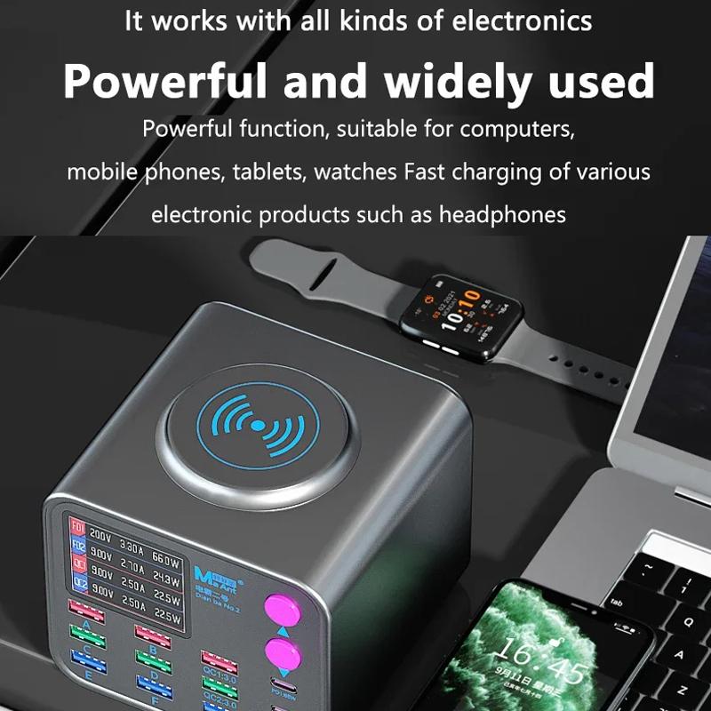 Φορτιστής Σταθμός MaAnt DianBa No.2 QI, 300W, 3A, 3 x USB-C - 9 x USB-A, Γκρι