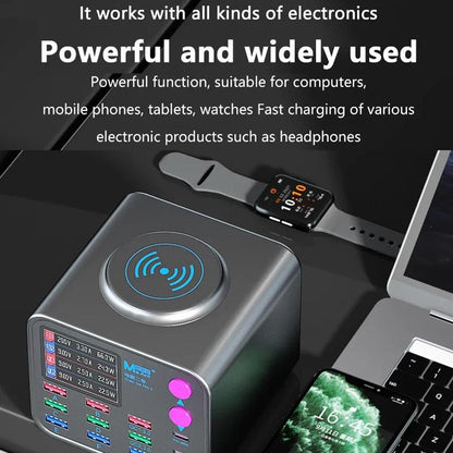 Φορτιστής Σταθμός MaAnt DianBa No.2 QI, 300W, 3A, 3 x USB-C - 9 x USB-A, Γκρι