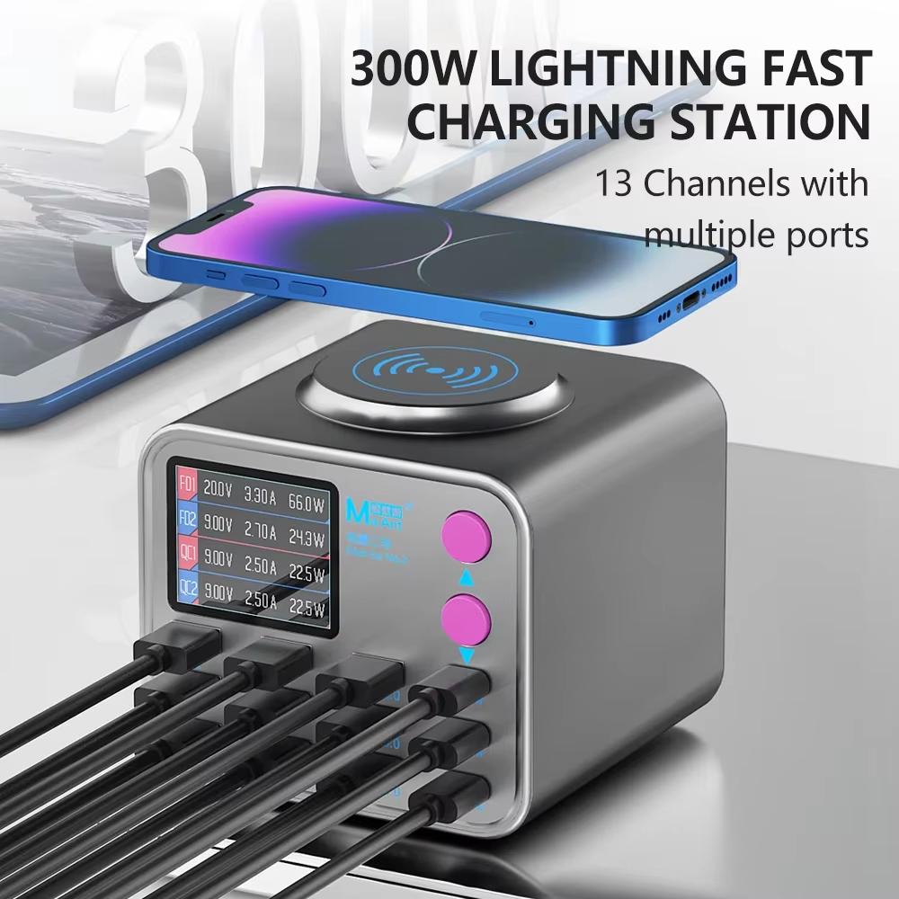 Φορτιστής Σταθμός MaAnt DianBa No.2 QI, 300W, 3A, 3 x USB-C - 9 x USB-A, Γκρι