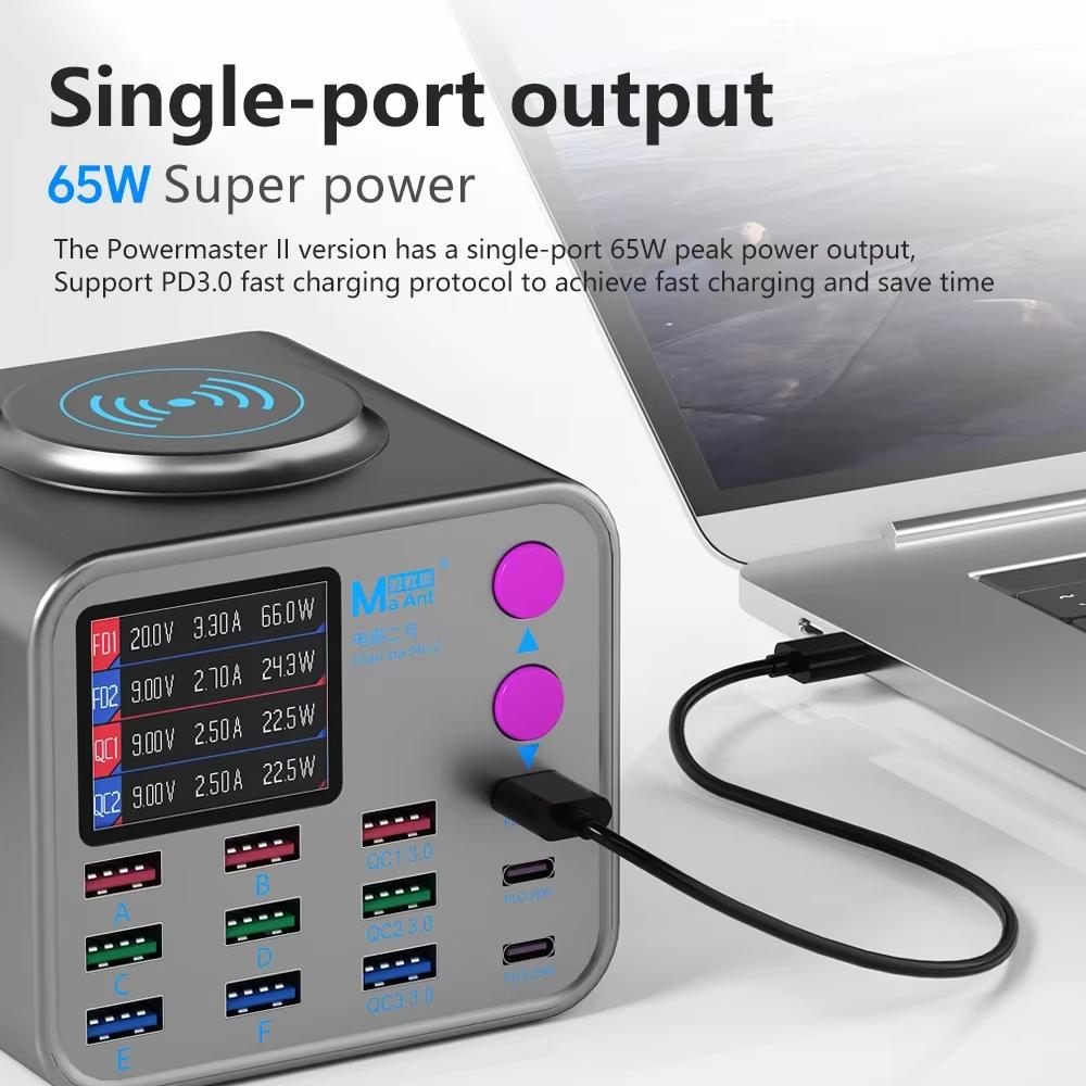 Φορτιστής Σταθμός MaAnt DianBa No.2 QI, 300W, 3A, 3 x USB-C - 9 x USB-A, Γκρι