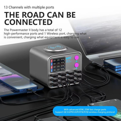 Φορτιστής Σταθμός MaAnt DianBa No.2 QI, 300W, 3A, 3 x USB-C - 9 x USB-A, Γκρι