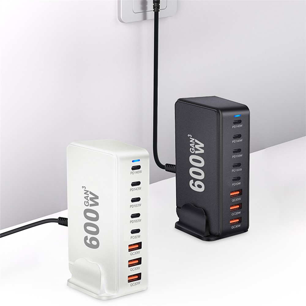Φορτιστής Σταθμού OEM, 600W, 4 x USB-A - 4 x USB-C, Μαύρο