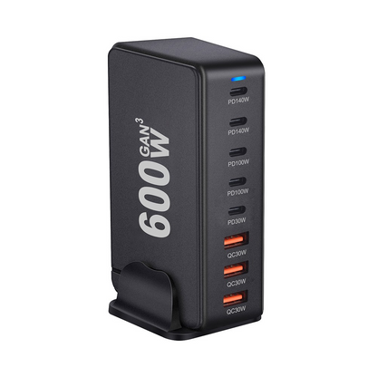 Φορτιστής Σταθμού OEM, 600W, 4 x USB-A - 4 x USB-C, Μαύρο