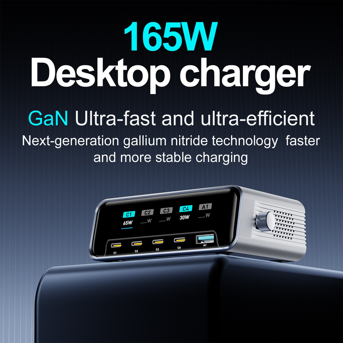 OEM Station Charger WLX-60G, 140W, 5A, 1 x USB-A - 4 x USB-C, Gray