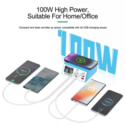 Φορτιστής Σταθμός Relife RL-309AW QI, 100W, 5A, 2 x USB-C - 6 x USB-A, Μπλε