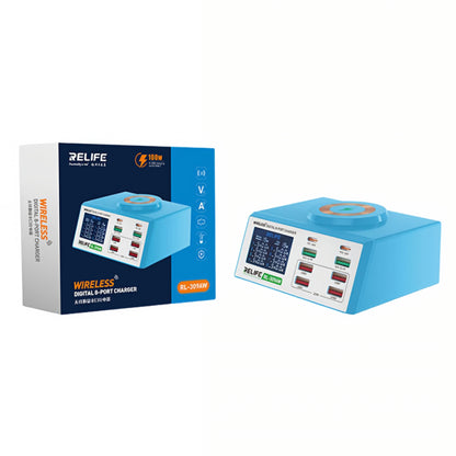 Φορτιστής Σταθμός Relife RL-309AW QI, 100W, 5A, 2 x USB-C - 6 x USB-A, Μπλε