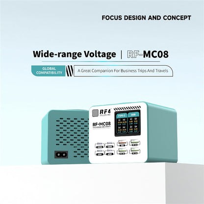 RF4 RF-MC08 Station Charger, 150W, 5A, 4 x USB-A - 4 x USB-C, Turquoise