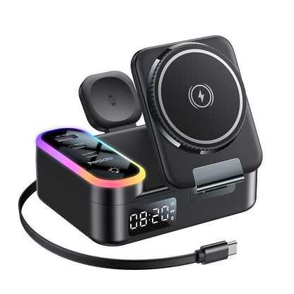 Φορτιστής Σταθμός Yesido DS38 Οθόνη QI 3σε1, 65W, 3A, 1 x USB-A - 2 x USB-C, Μαύρο