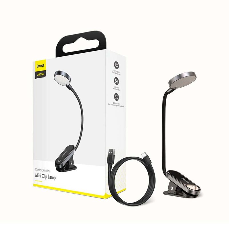 Φορητό LED Φωτιστικό Baseus Comfort Reading Mini Clip, Γκρι DGRAD-0G