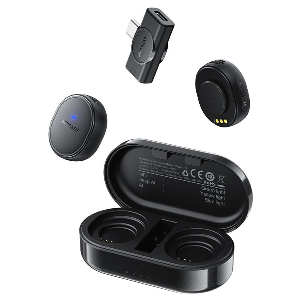 Lavaliera Acefast R3, USB-C, Σετ 2 τεμαχίων, Μαύρη