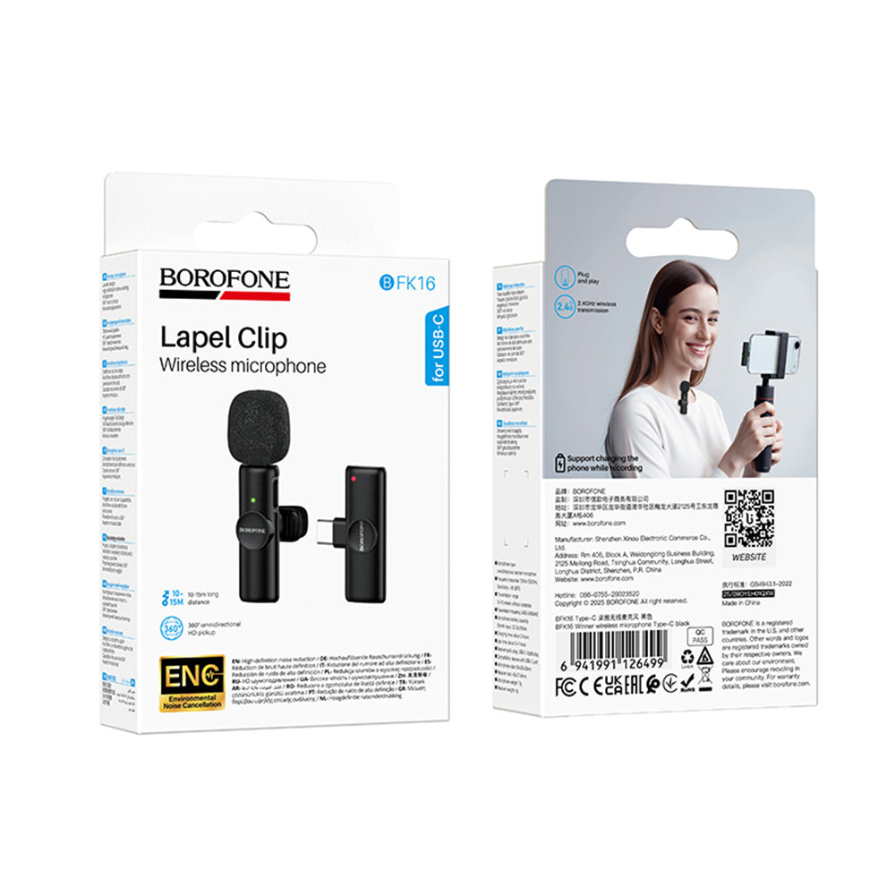 Lavaliera Borofone BFK16 Winner, USB-C, Μαύρο