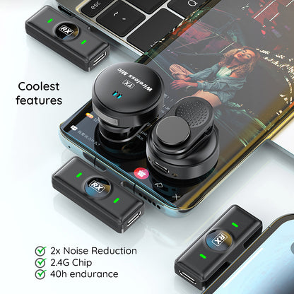 Lavaliera Techsuit LW5, USB-C, Σετ 2 τεμαχίων, Μαύρη