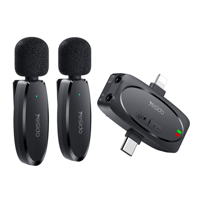 Lavaliera Yesido KR15, USB-C / Lightning, Σετ 2 τεμάχια, Μαύρη