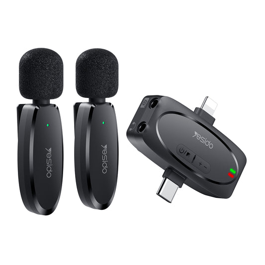 Lavaliera Yesido KR15, USB-C / Lightning, Σετ 2 τεμάχια, Μαύρη