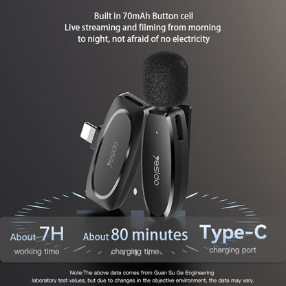 Lavaliera Yesido KR15, USB-C / Lightning, Σετ 2 τεμάχια, Μαύρη