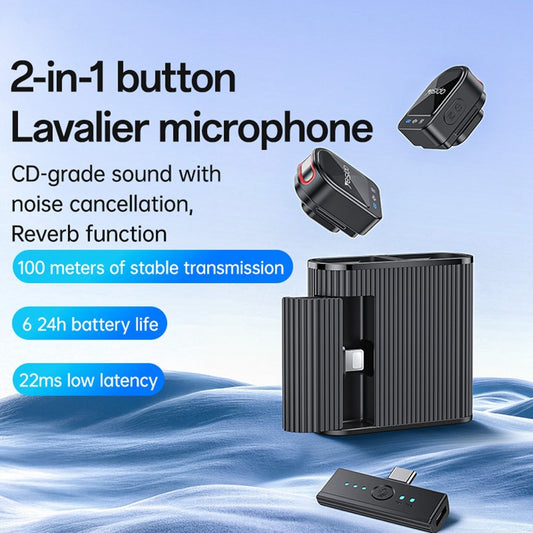 Λαβαλιέρα Yesido KR19, USB-C / Lightning, Σετ 2 τεμαχίων, Μαύρη