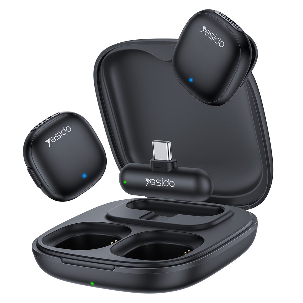 Lavaliera Yesido KR21, USB-C, Σετ 2 τεμαχίων, Μαύρη