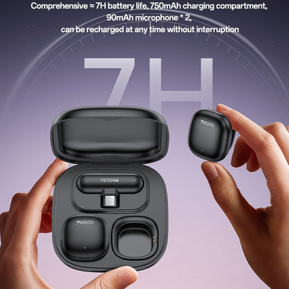 Lavaliera Yesido KR21, USB-C, Σετ 2 τεμαχίων, Μαύρη