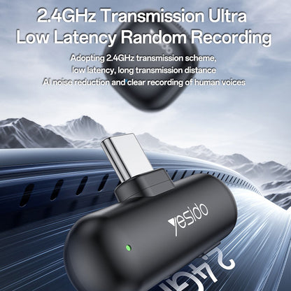 Lavaliera Yesido KR21, USB-C, Σετ 2 τεμαχίων, Μαύρη
