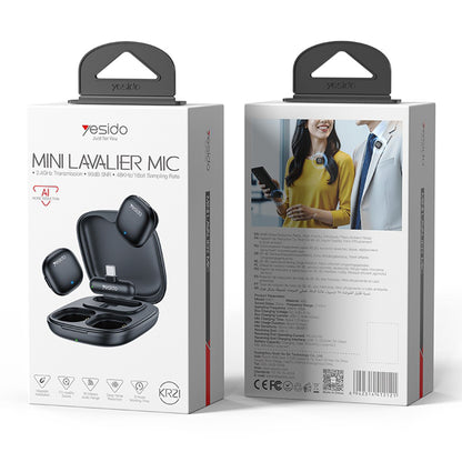 Lavaliera Yesido KR21, USB-C, Σετ 2 τεμαχίων, Μαύρη