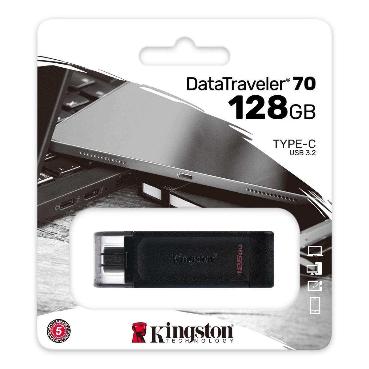 Kingston DT70 USB-C External Memory, 128Gb DT70/128GB