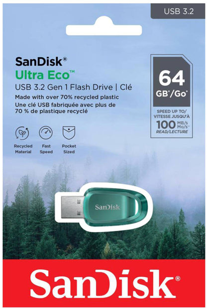 External USB-A 3.2 Memory SanDisk Ultra Eco, 64Gb SDCZ96-064G-G46