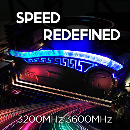 Dato Ares Armor RAM Memory, DDR4, RGB, 2 x 8GB, 3600Mhz, CL18, White AMRGB8GX216G36W