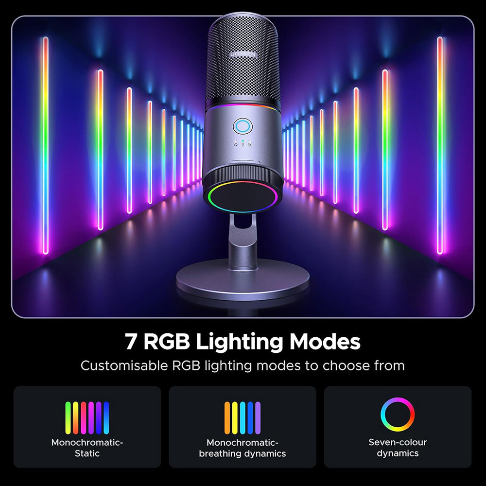 Καρδιοειδές Μικρόφωνο UGREEN CM769 (35629), RGB, USB-A, 2μ, Μαύρο