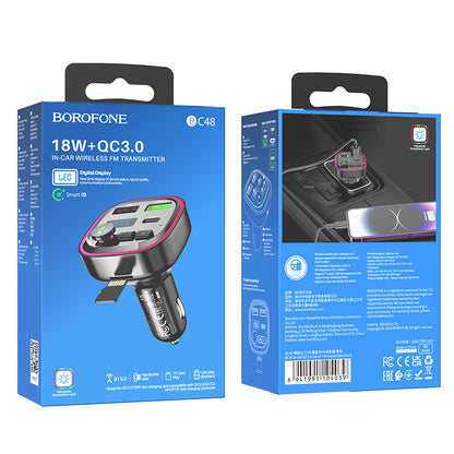 FM Bluetooth Modulator Borofone BC48, 2 x USB-A - 1 x USB-C - 1 x microSD