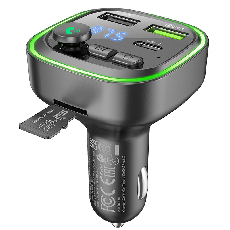 FM Bluetooth Modulator Borofone BC48, 2 x USB-A - 1 x USB-C - 1 x microSD