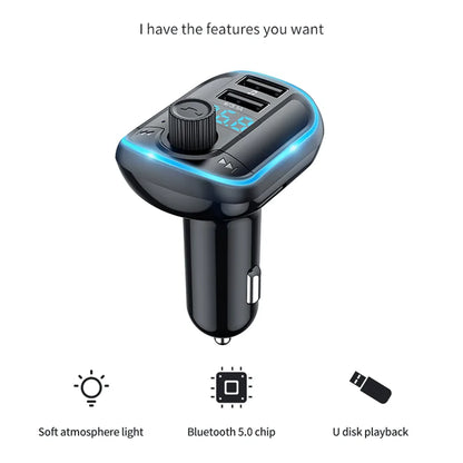 Modulator FM Bluetooth Yesido Y44, 2 x USB-A - 1 x microSD