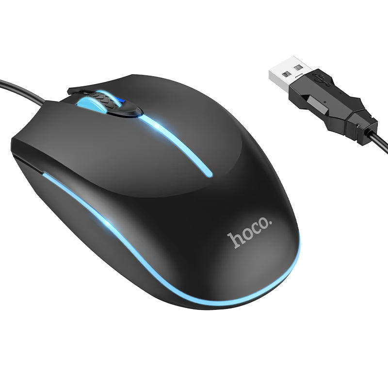 Ποντίκι Gaming Ενσύρματο USB HOCO GM37, RGB, 2400DPI, Μαύρο