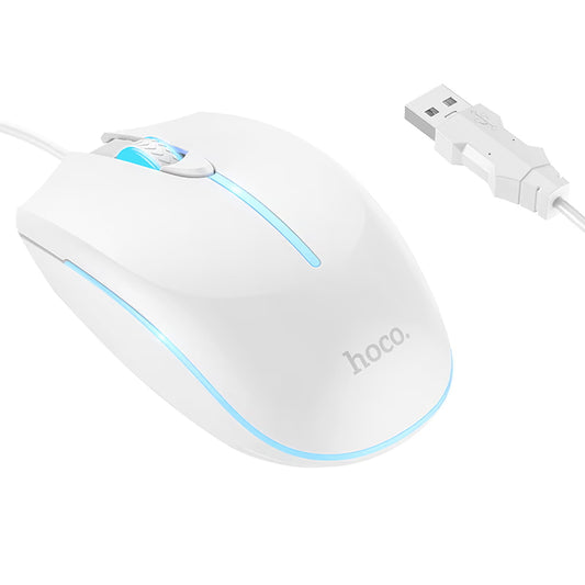 Ποντίκι Gaming Ενσύρματο USB HOCO GM37, RGB, 2400DPI, Λευκό