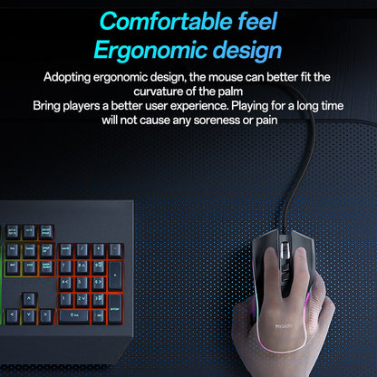 Mouse Gaming Wired USB Yesido KB20, RGB, 1000DPI - 7200DPI, Μαύρο